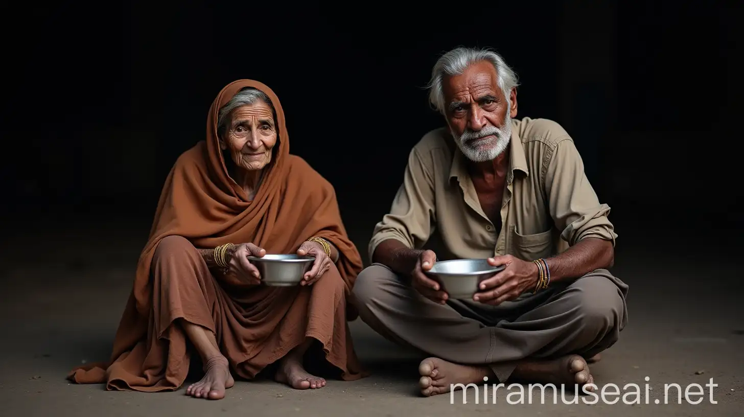 Elderly Indian Couple Begging on the Street