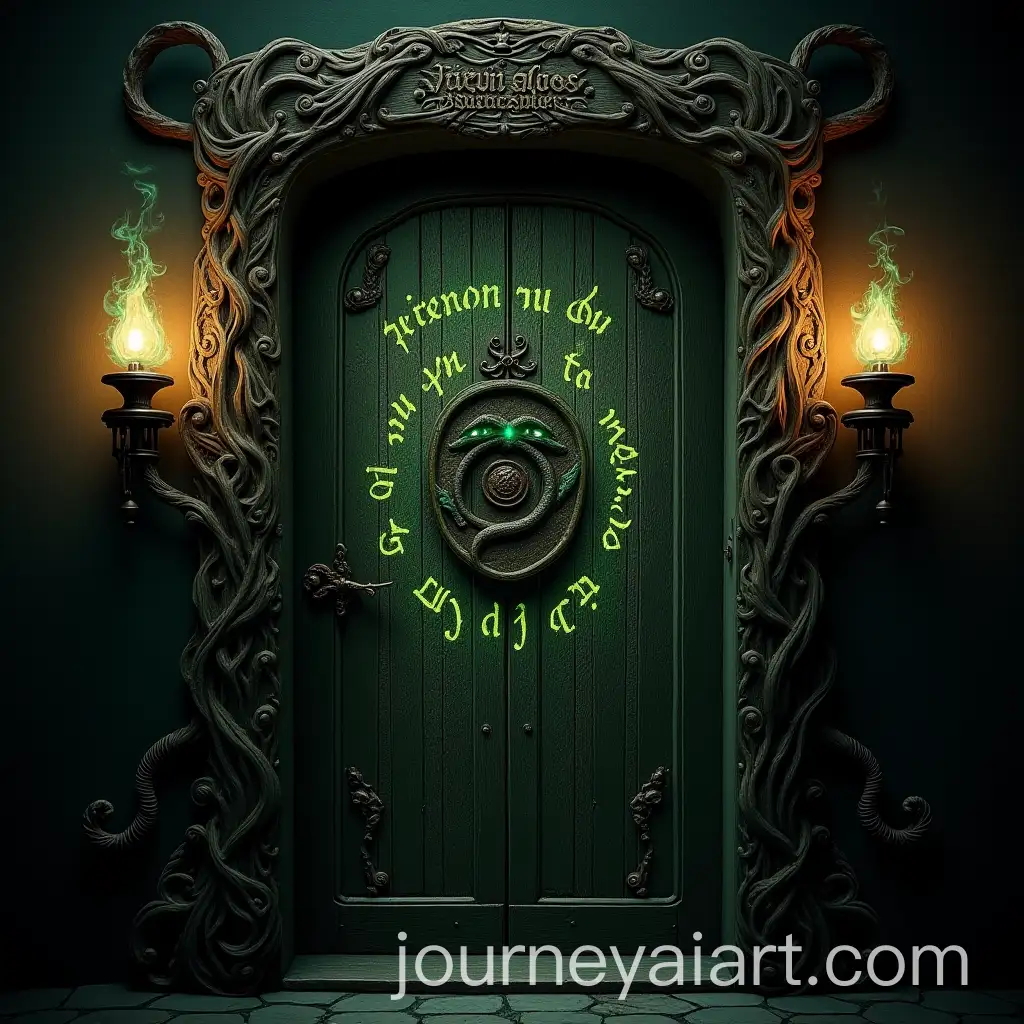 Mysterious-Enchanted-Doorway-with-Glowing-Runes-and-Serpent-Keyhole