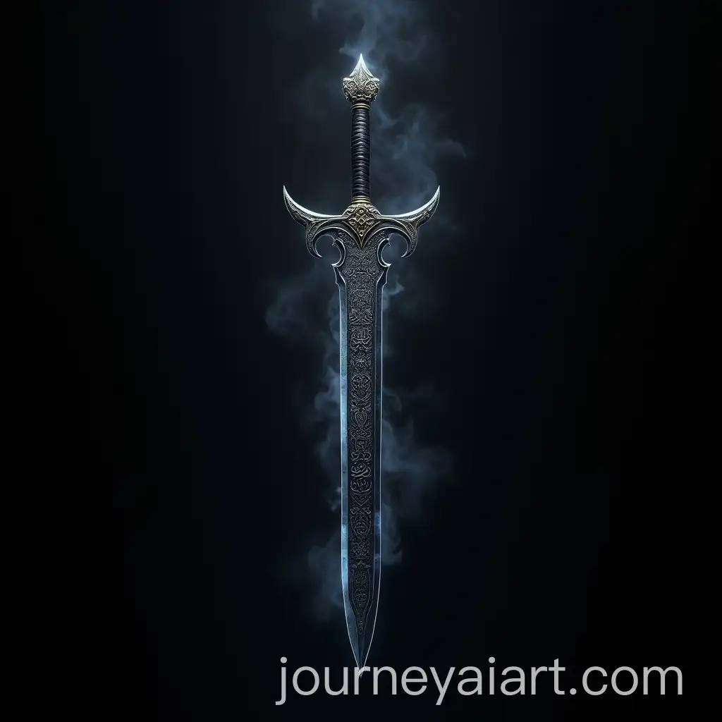 Legendary-Scimitar-Sword-of-Khalid-bin-Walid-with-Glowing-Arabic-Calligraphy-and-Cyber-Sigilism