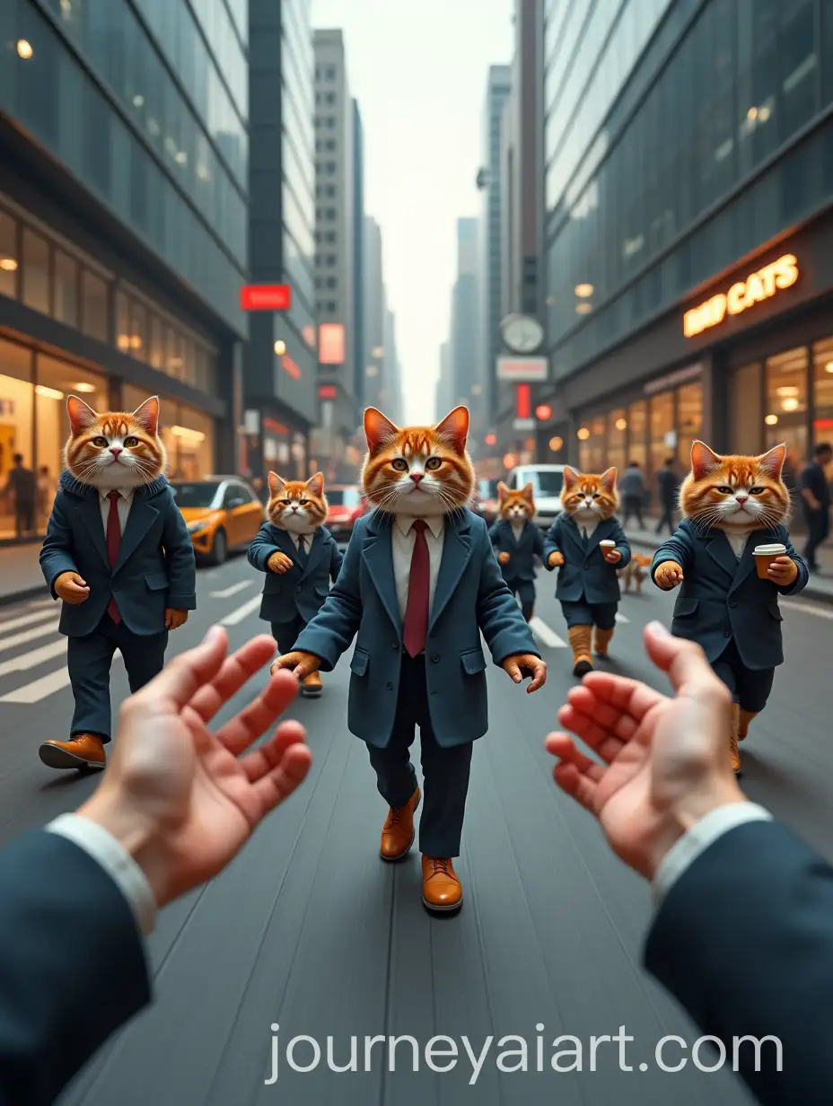 Anthropomorphic-Cats-in-a-Bustling-Urban-City-with-Strong-POV-Perspective