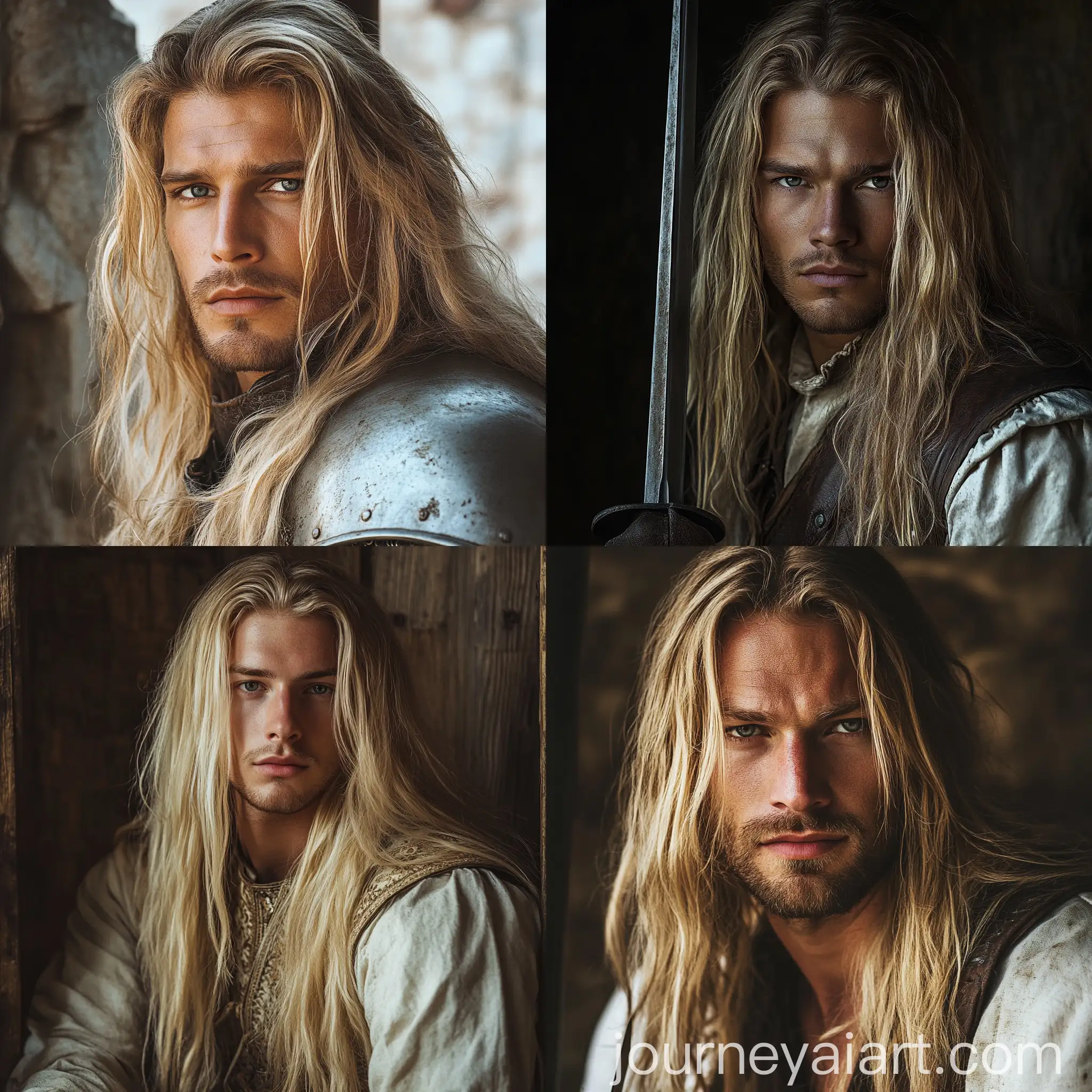 Medieval-Fencer-with-Long-Blonde-Hair-Soft-Features-and-a-Distinctive-Costume