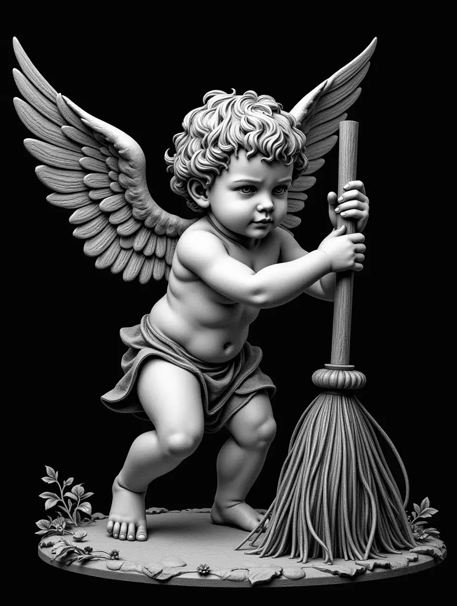 Intricate-Engraving-of-a-Cherub-Sweeping-with-a-Broomstick