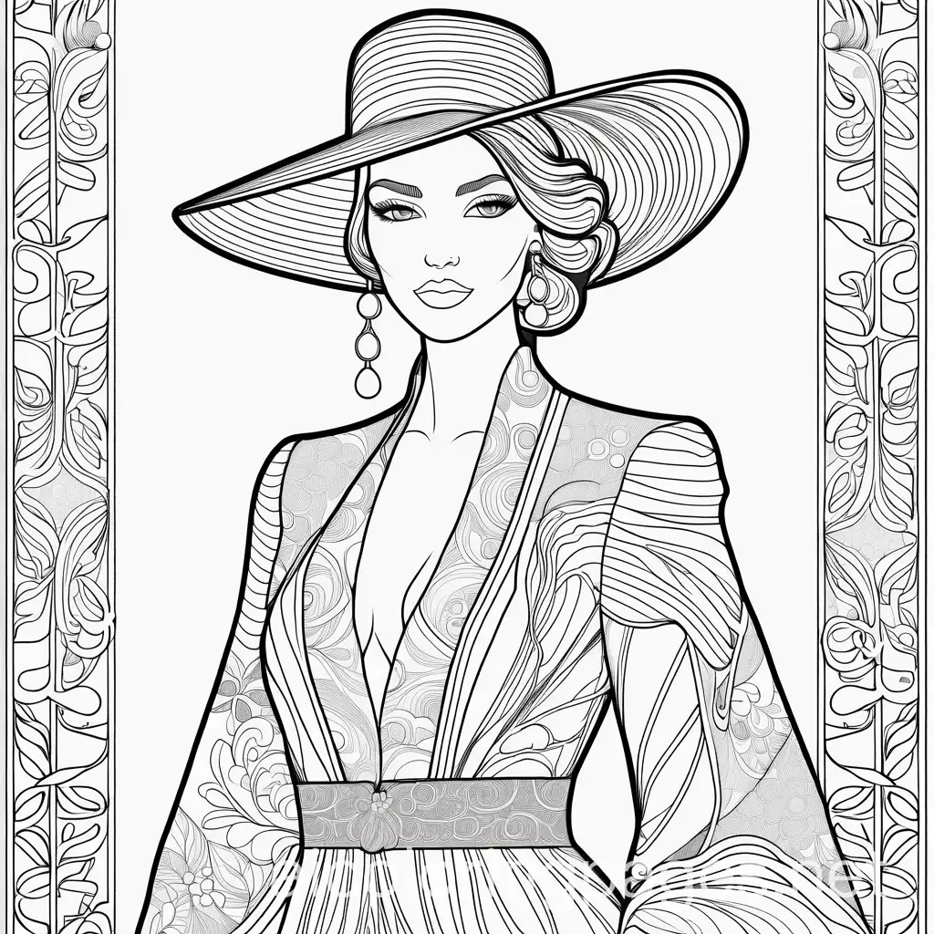 Fashion-Model-Coloring-Page-with-Chic-Outfit-and-Minimal-Background