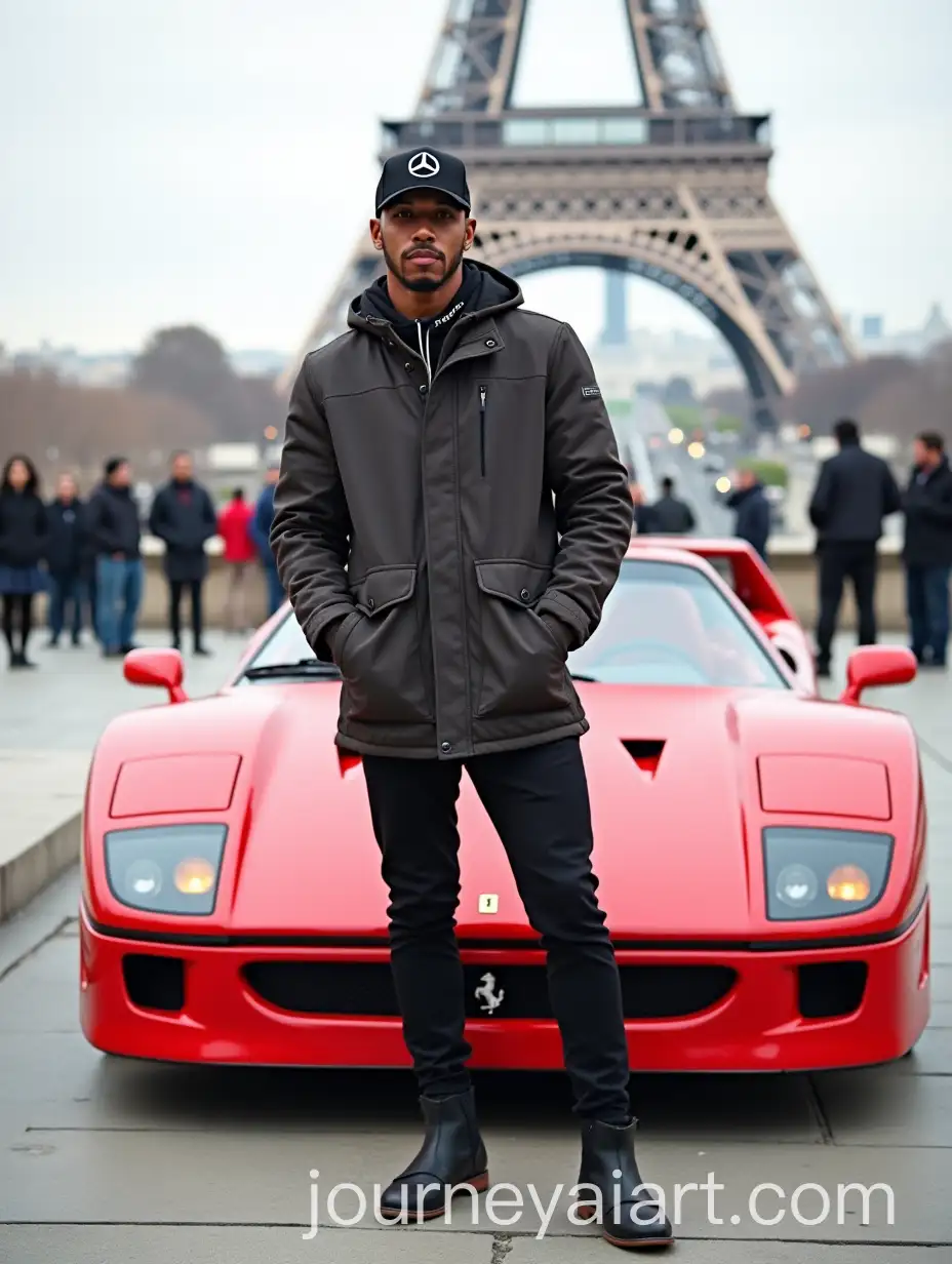 Lewis-Hamilton-Posing-in-Front-of-Ferrari-F40-at-Trocadero-Square-During-Fashion-Week-in-Paris