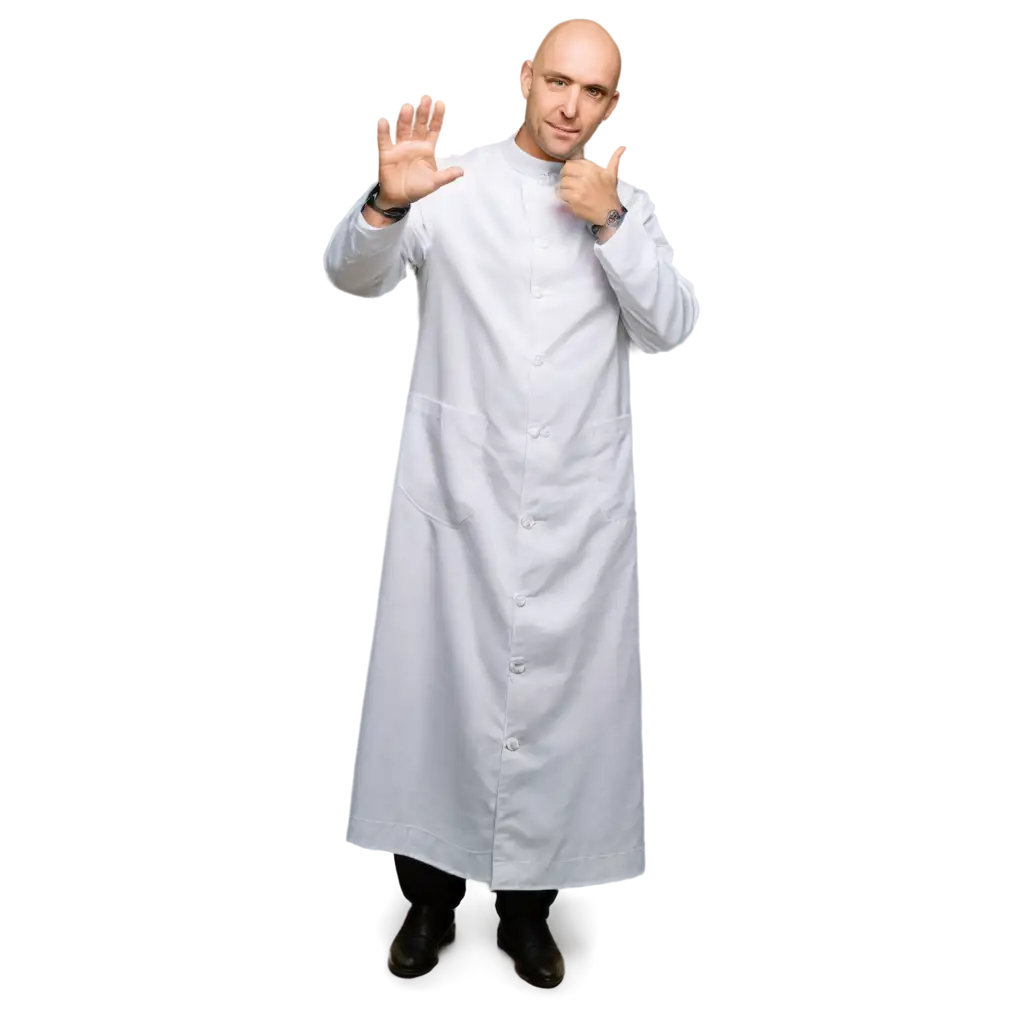 Bald-and-CleanShaven-Catholic-Priest-in-White-Cassock-PNG-Image-for-Clear-and-Versatile-Usage