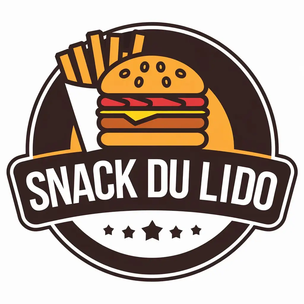 LOGO Design for Snack du Lido Hamburger Fries Theme for Restaurant Industry