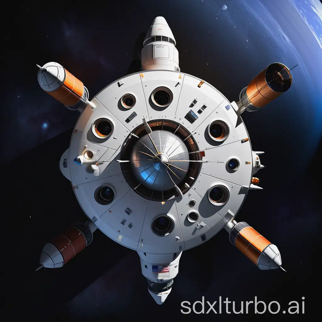 Top-Down-View-of-a-Futuristic-Spacecraft-in-Outer-Space