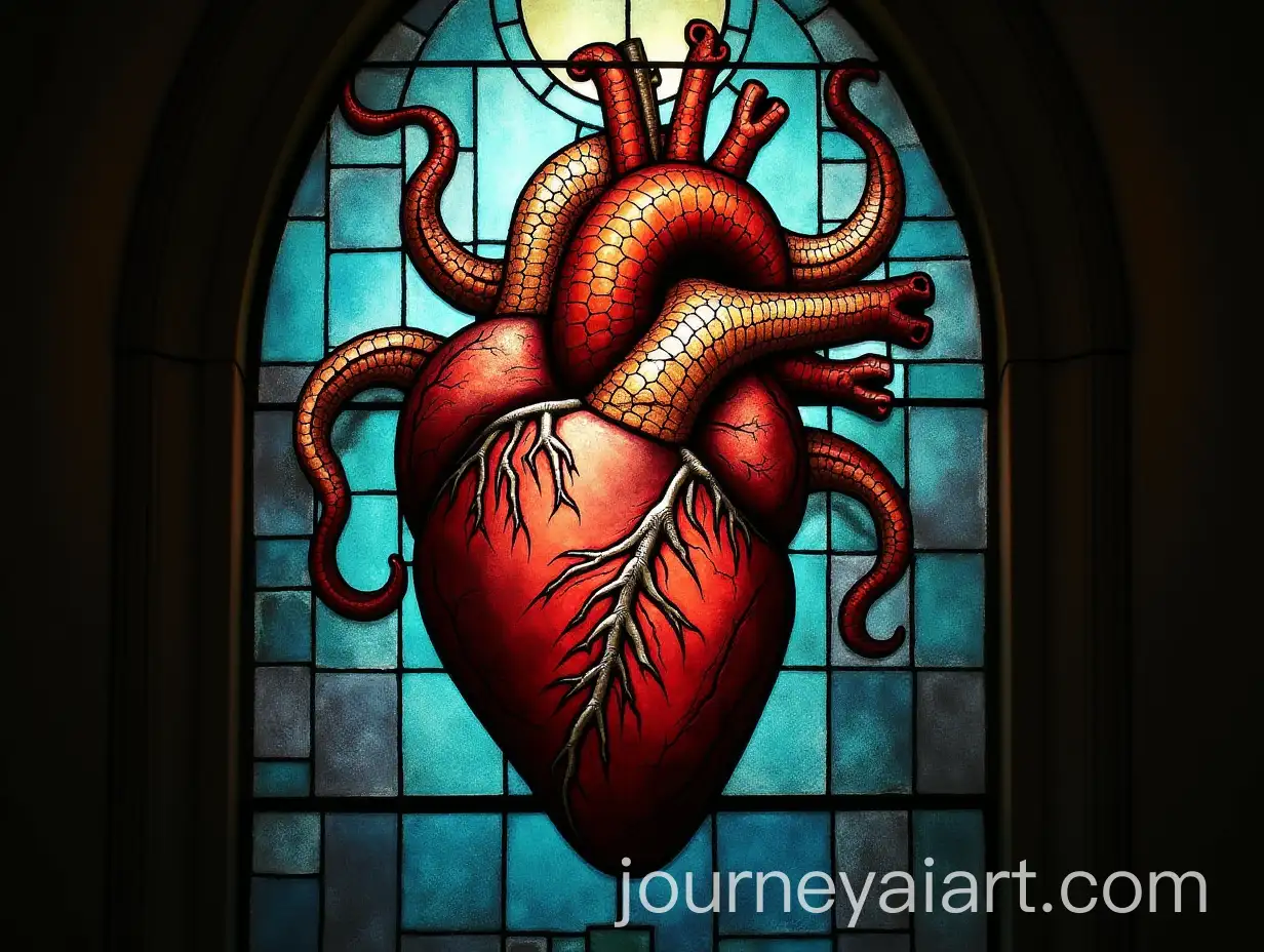 Medusa-with-Anatomical-Heart-in-Church-Window