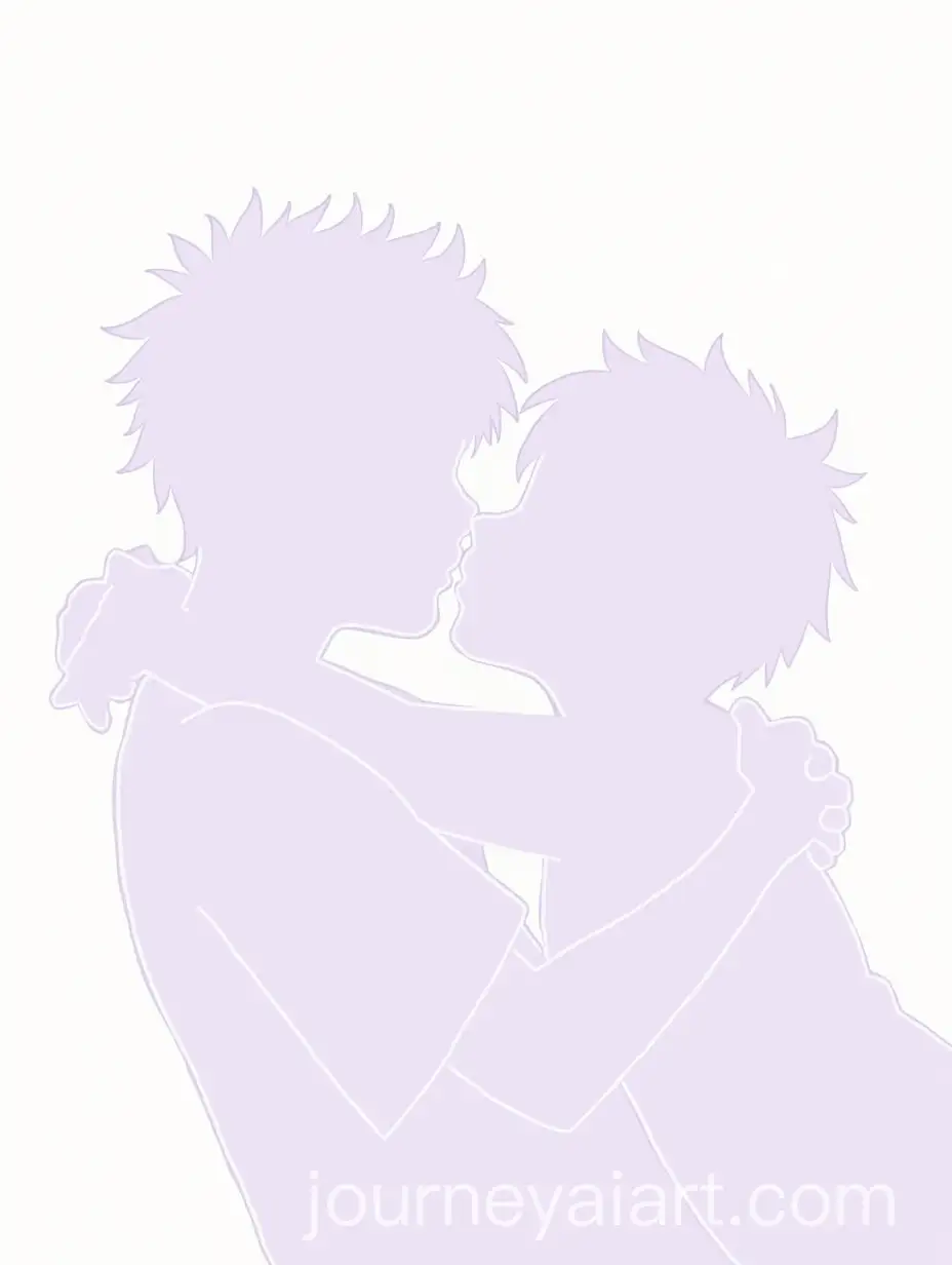 Minimalistic-Anime-Art-of-a-Boy-Kissing-in-White-and-Purple