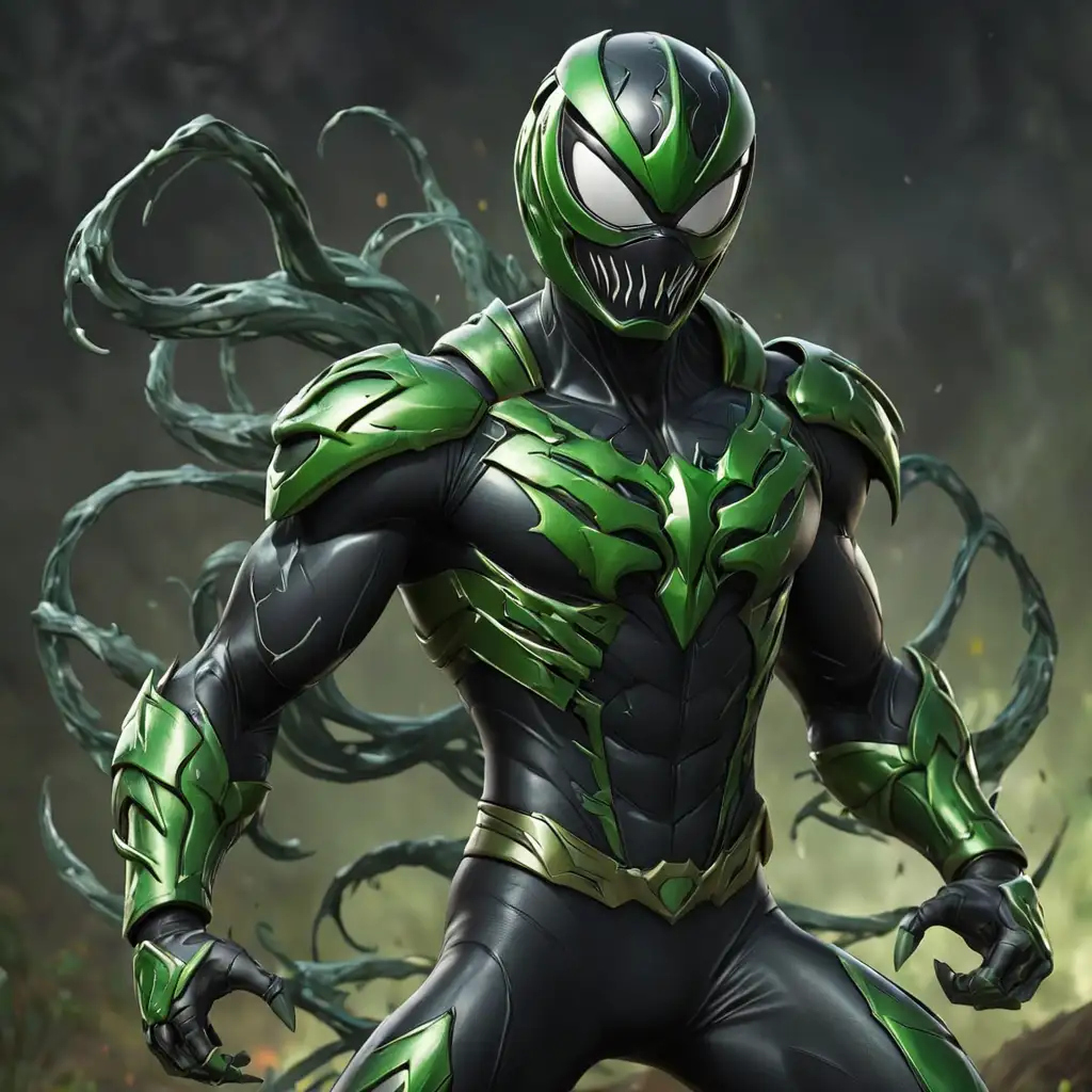 Green-Power-Ranger-with-Symbiote-Helmet-and-Armor-Plates