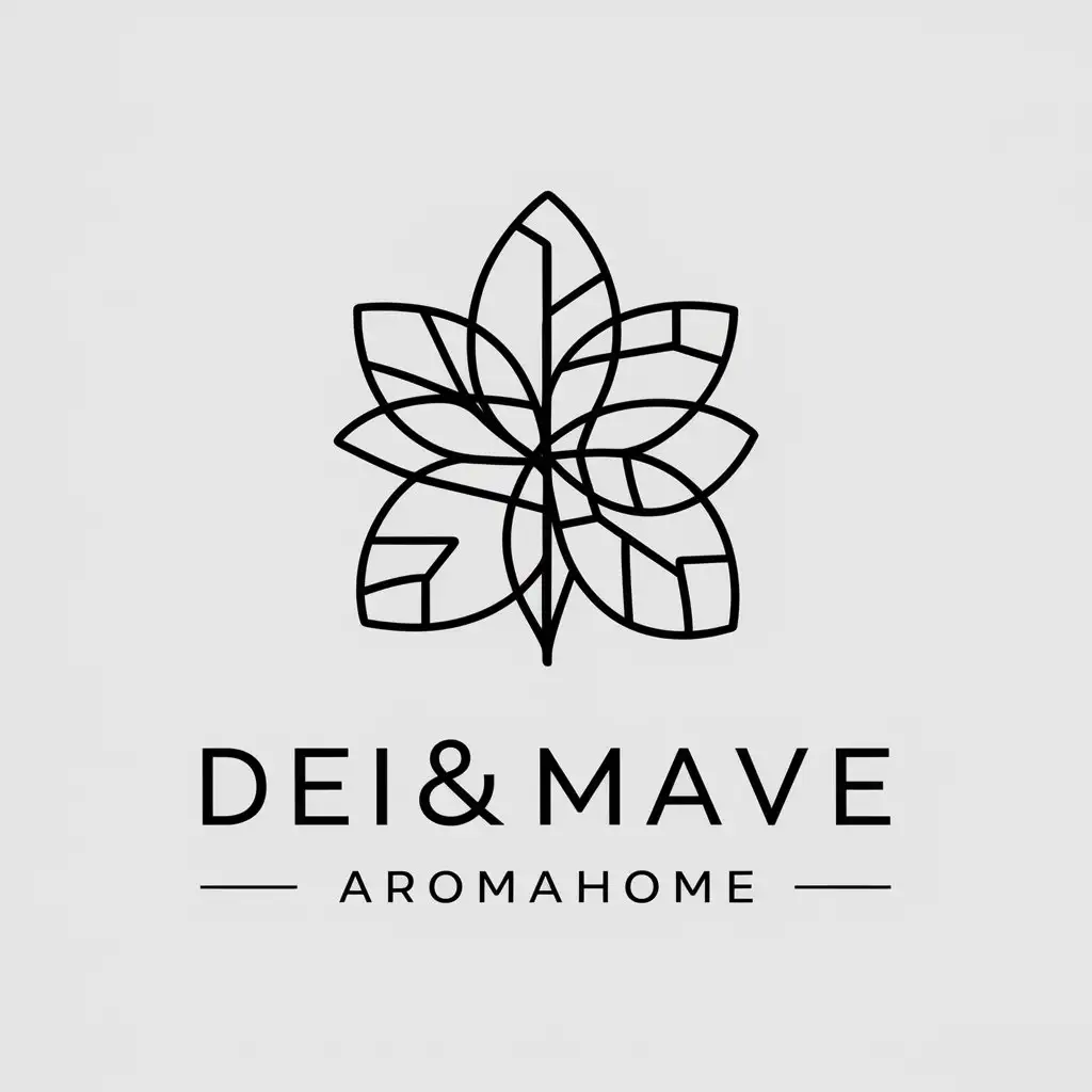 a vector logo design,with the text "DEI&MAVE, aromahome", main symbol:leaves,complex,clear background