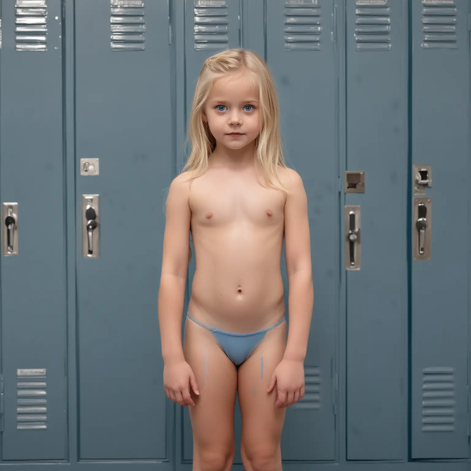 Young-Girl-with-Blonde-Hair-and-Blue-Eyes-Standing-in-Minimal-Blue-Body-Paint-in-Locker-Room