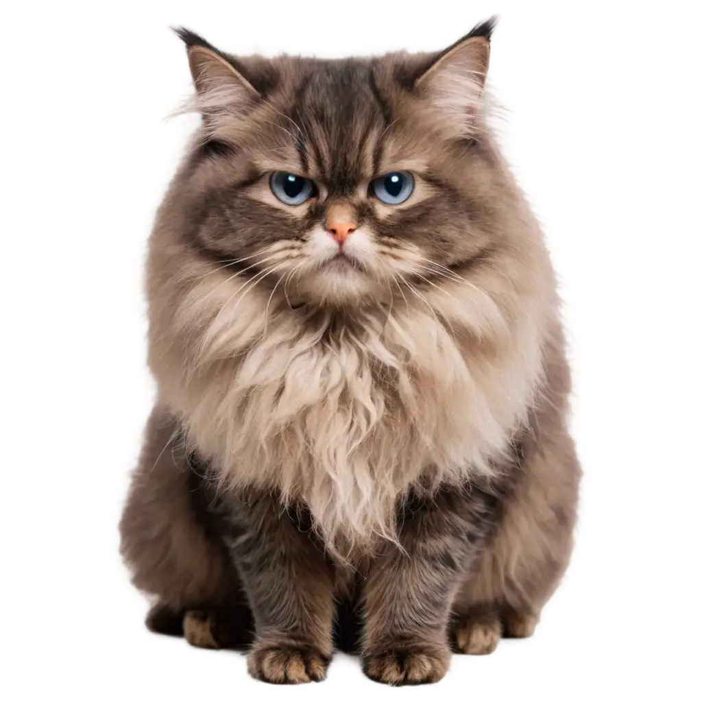 angry fluffy cat