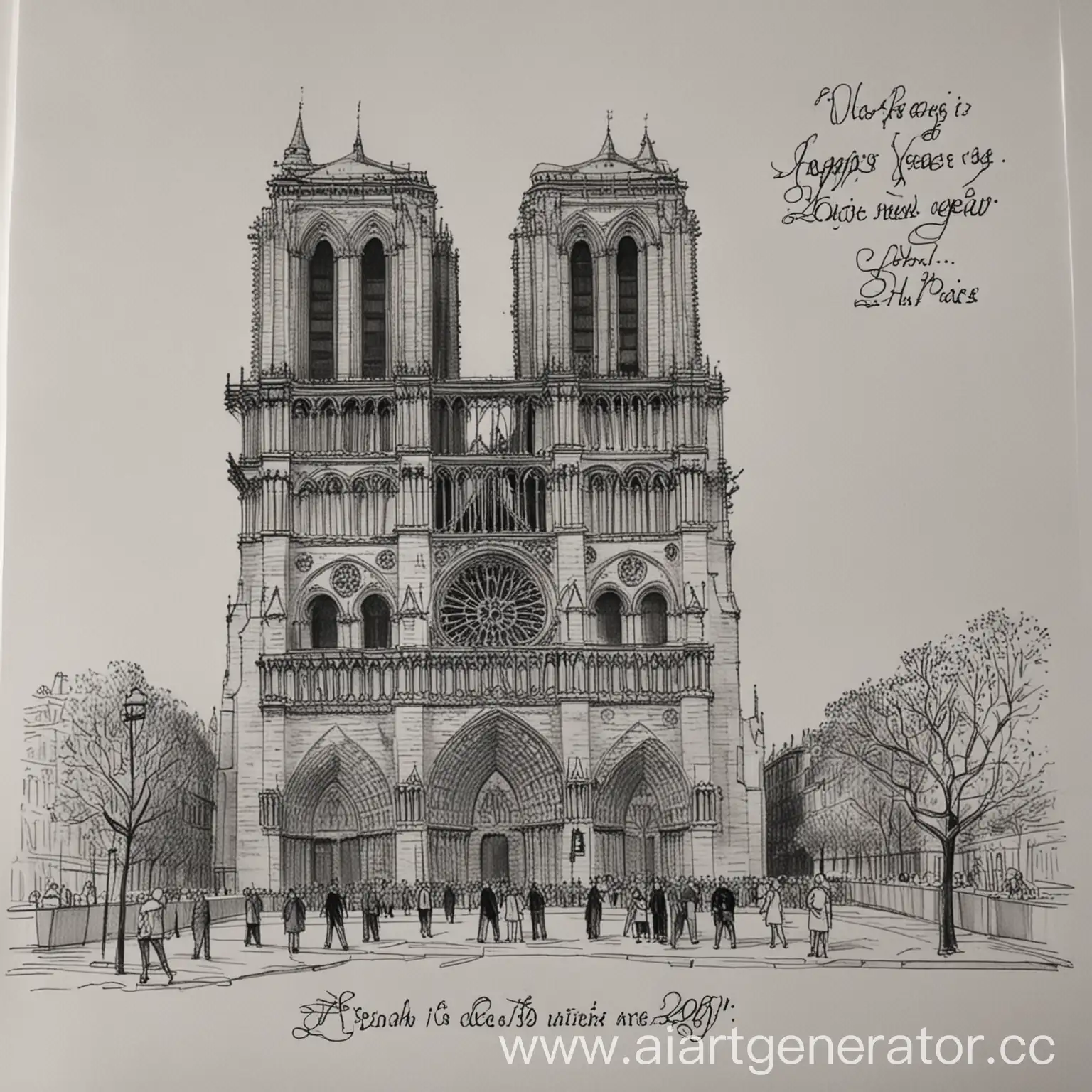 Black-and-White-New-Year-2025-Message-with-Notre-Dame-Paris