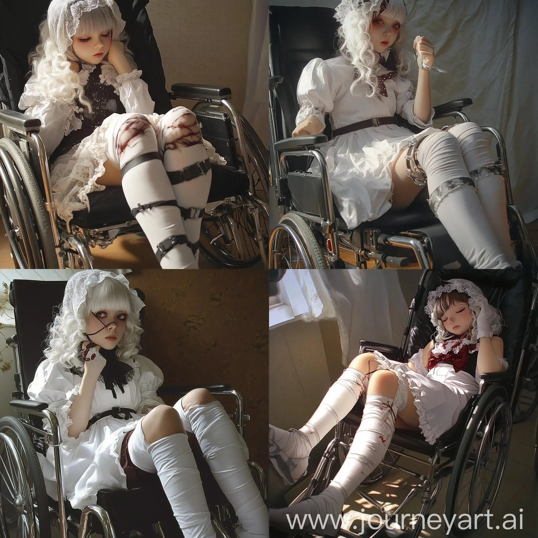 Girl-in-Wheelchair-with-Plaster-Cast-and-Gothic-Lolita-Dress