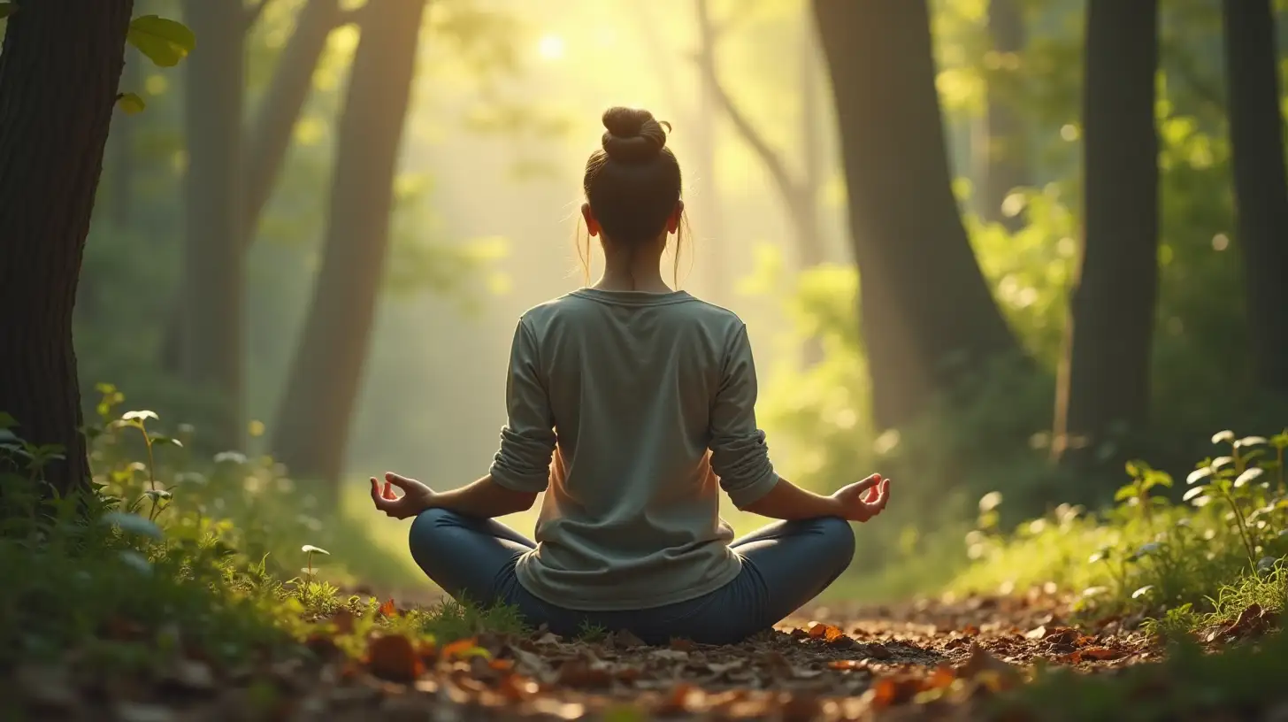 Person Meditating in a Serene Natural Landscape