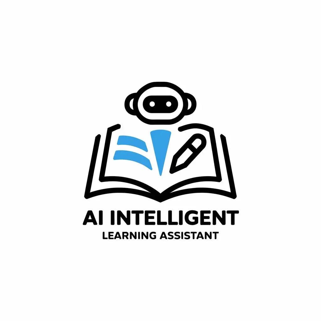 LOGO Design for AI Intelligent Learning Assistant Vector with Book Pen and Robot Symbol for the Internet Industry