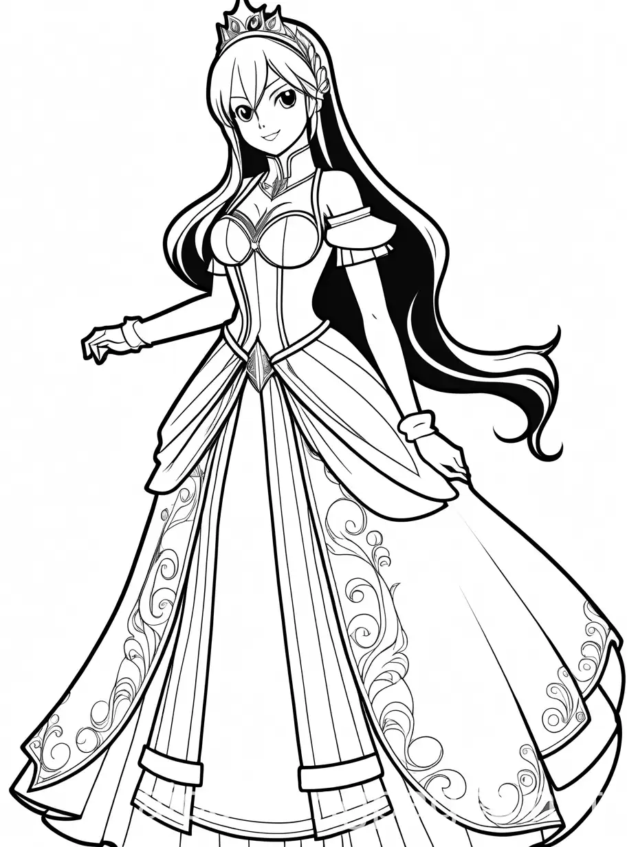 Erza-Scarlet-as-a-Princess-Kids-Coloring-Page-for-Easy-Coloring