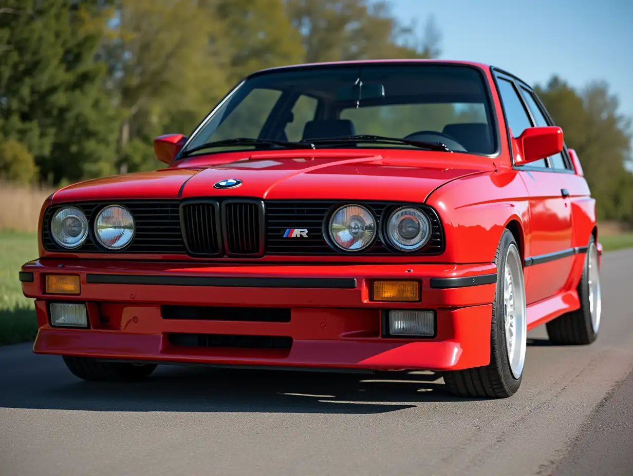 A BMW M3 e30 car in red colour