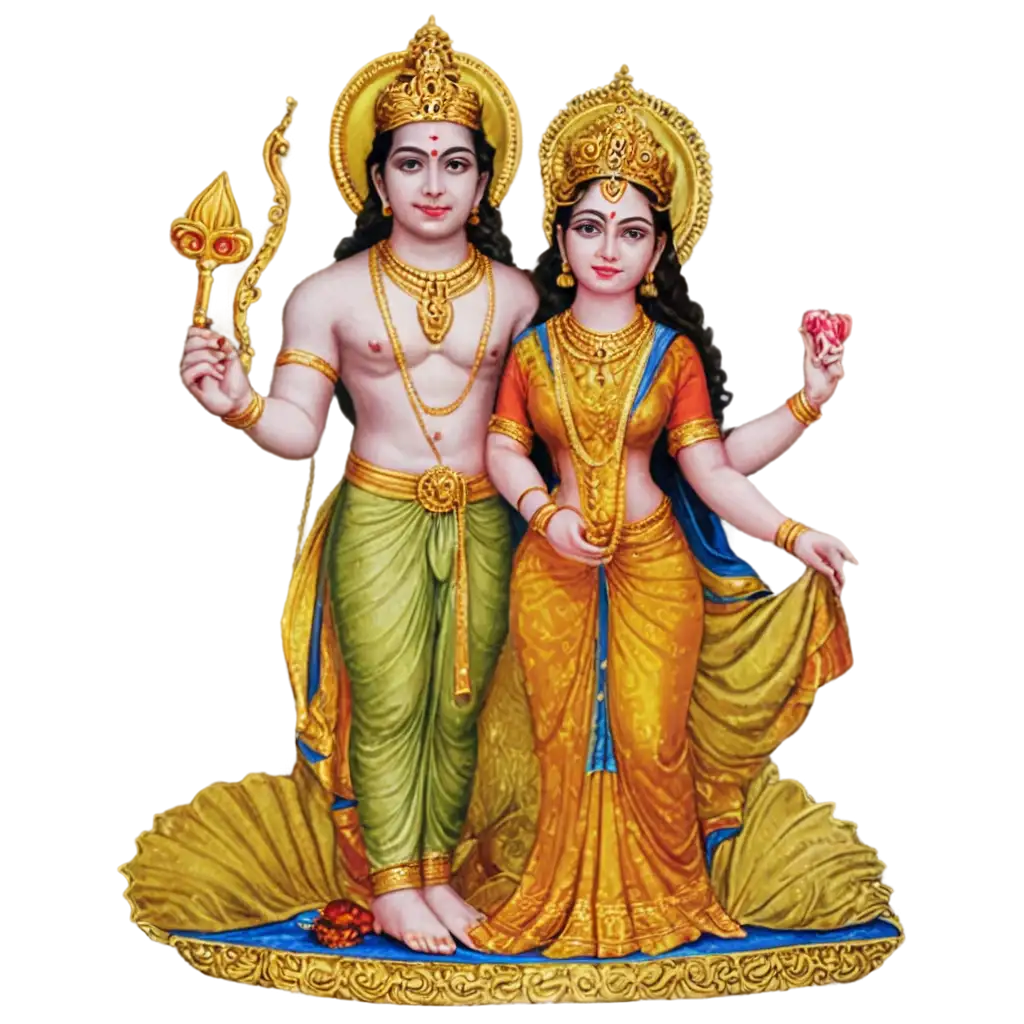 Laxmi-Devi-with-Narayana-PNG-Divine-Artwork-for-Spiritual-and-Cultural-Representations