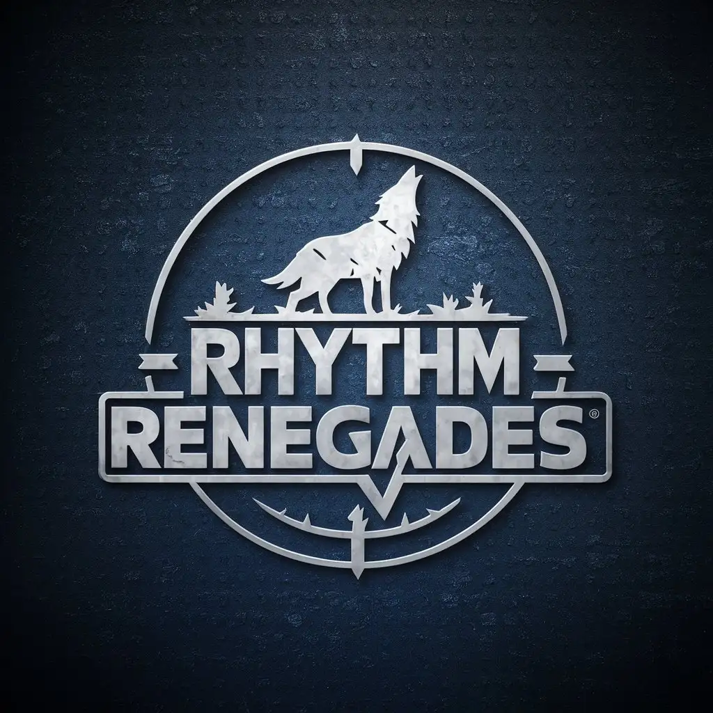 LOGO Design for Rhythm Renegades Custom Metal Logo with Howling Wolf at Moon