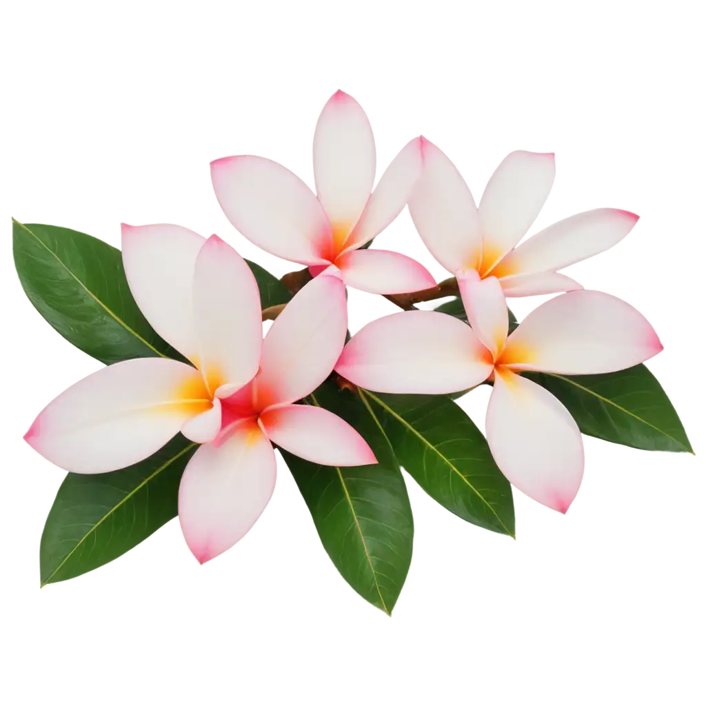 white and pink frangipani with with leaves and a coconut repeated across 2x