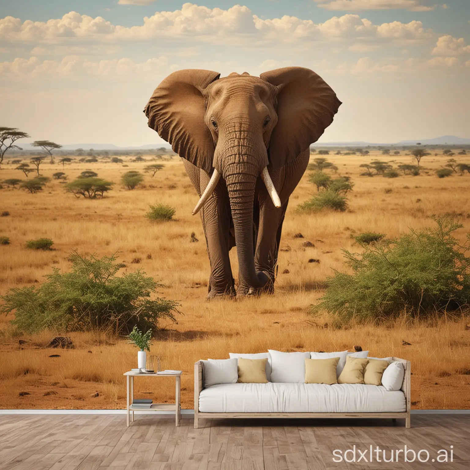 African-Elephant-in-Serene-Savanna-Landscape