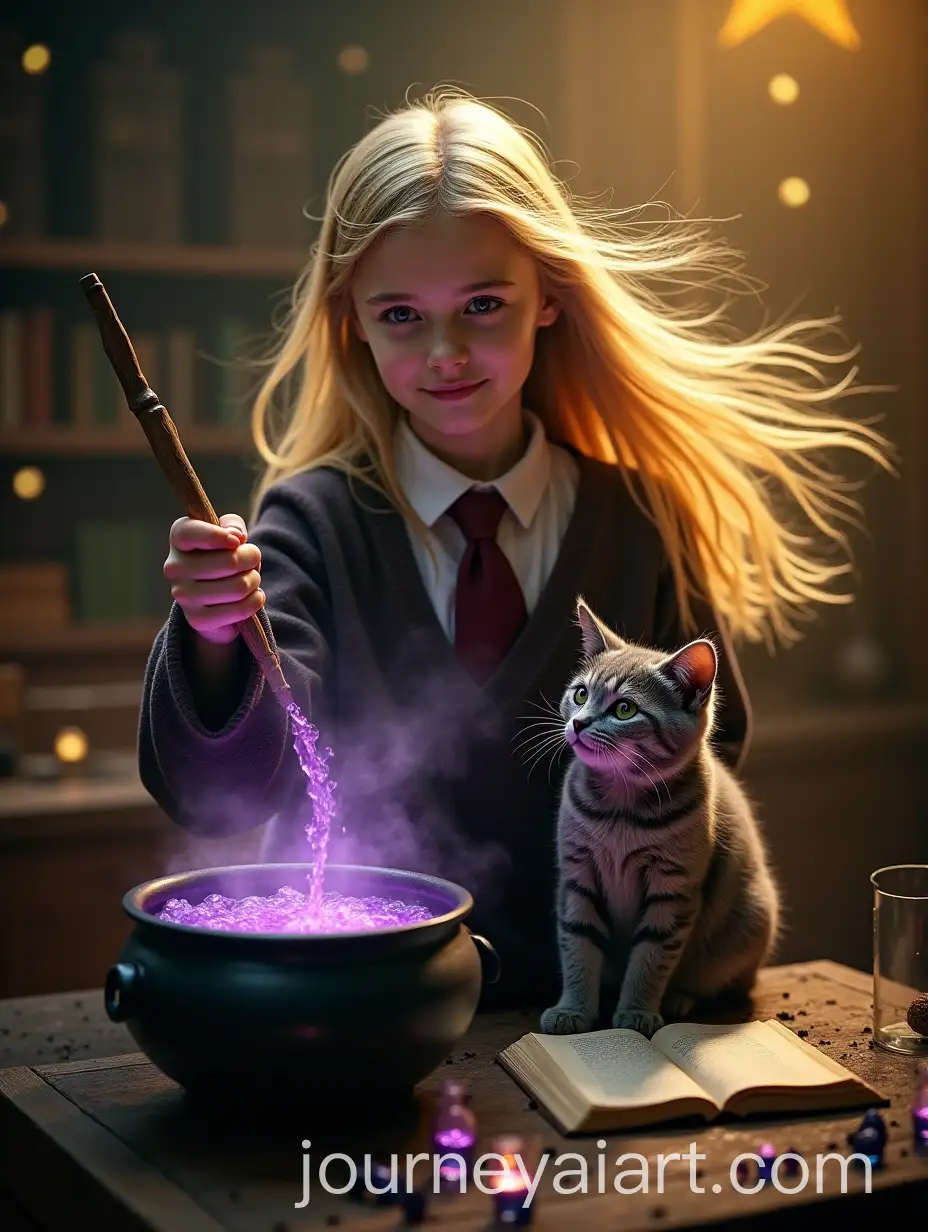 Young-Witch-Making-Potions-at-Hogwarts-with-Magical-Aura-and-Cat-Companion