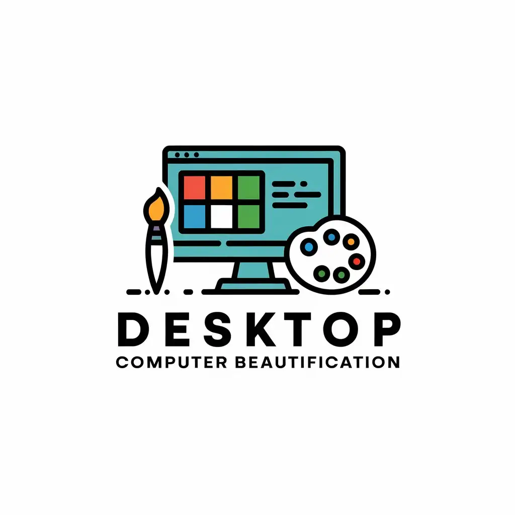 a vector logo design,with the text "desktop computer beautification", main symbol:computer desktop,Moderate,be used in Internet industry,clear background