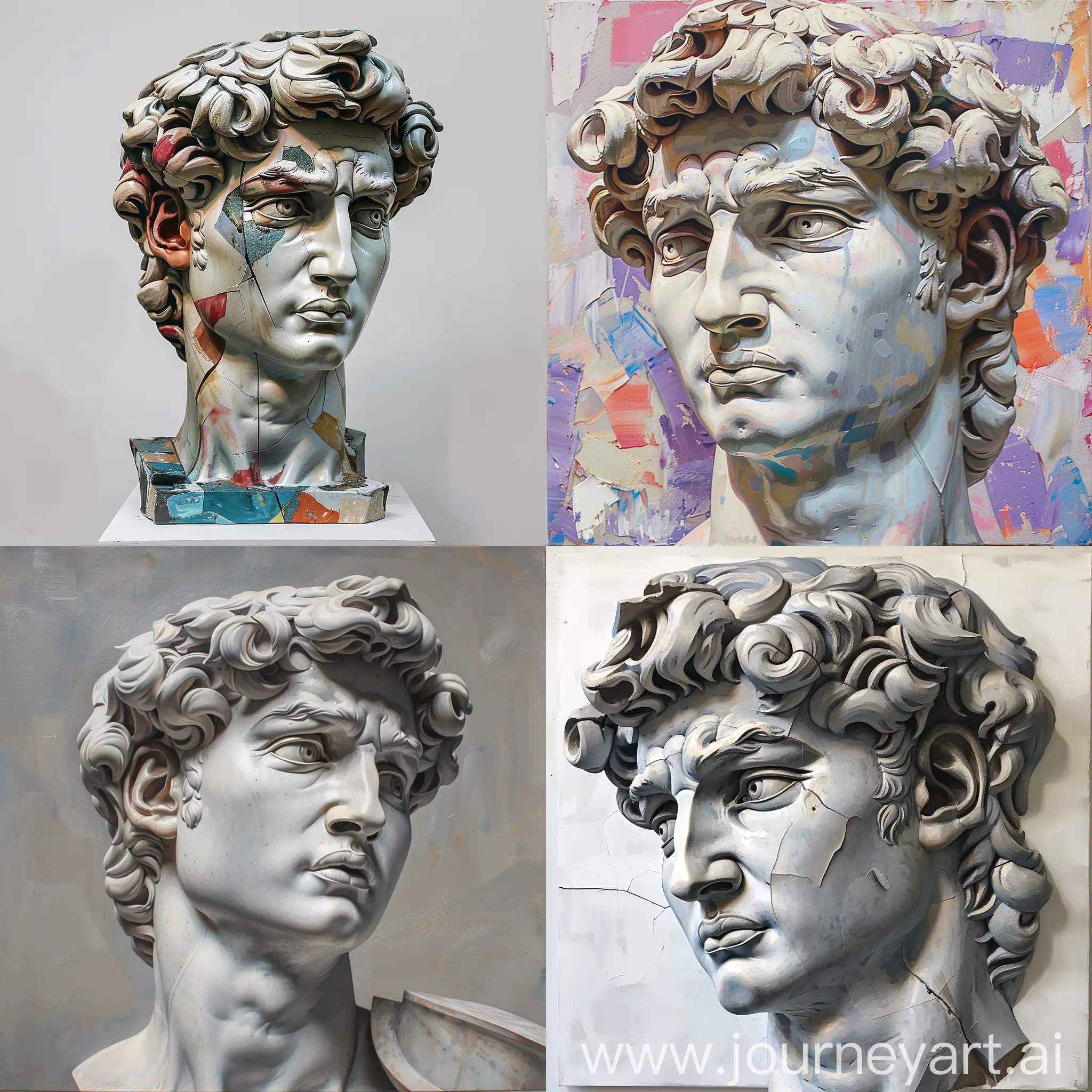 Modern-Painting-of-Classical-Sculpture-Head-of-David