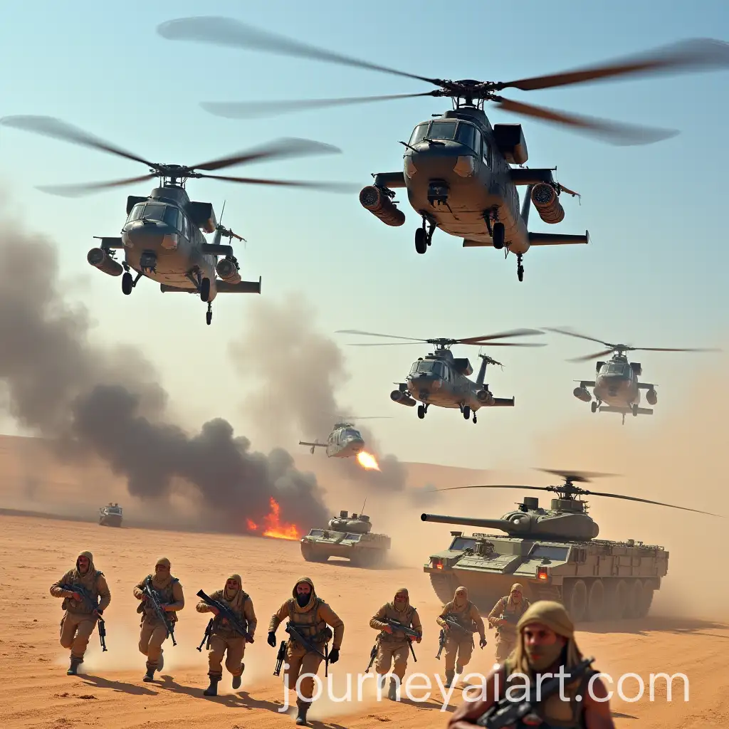 Intense-Military-Helicopter-Escort-Over-Desert-with-Combat-Action