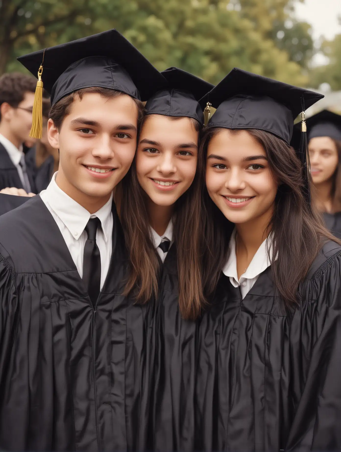 Vintage Graduation Ceremony Group Photo with Friends and Boyfriend