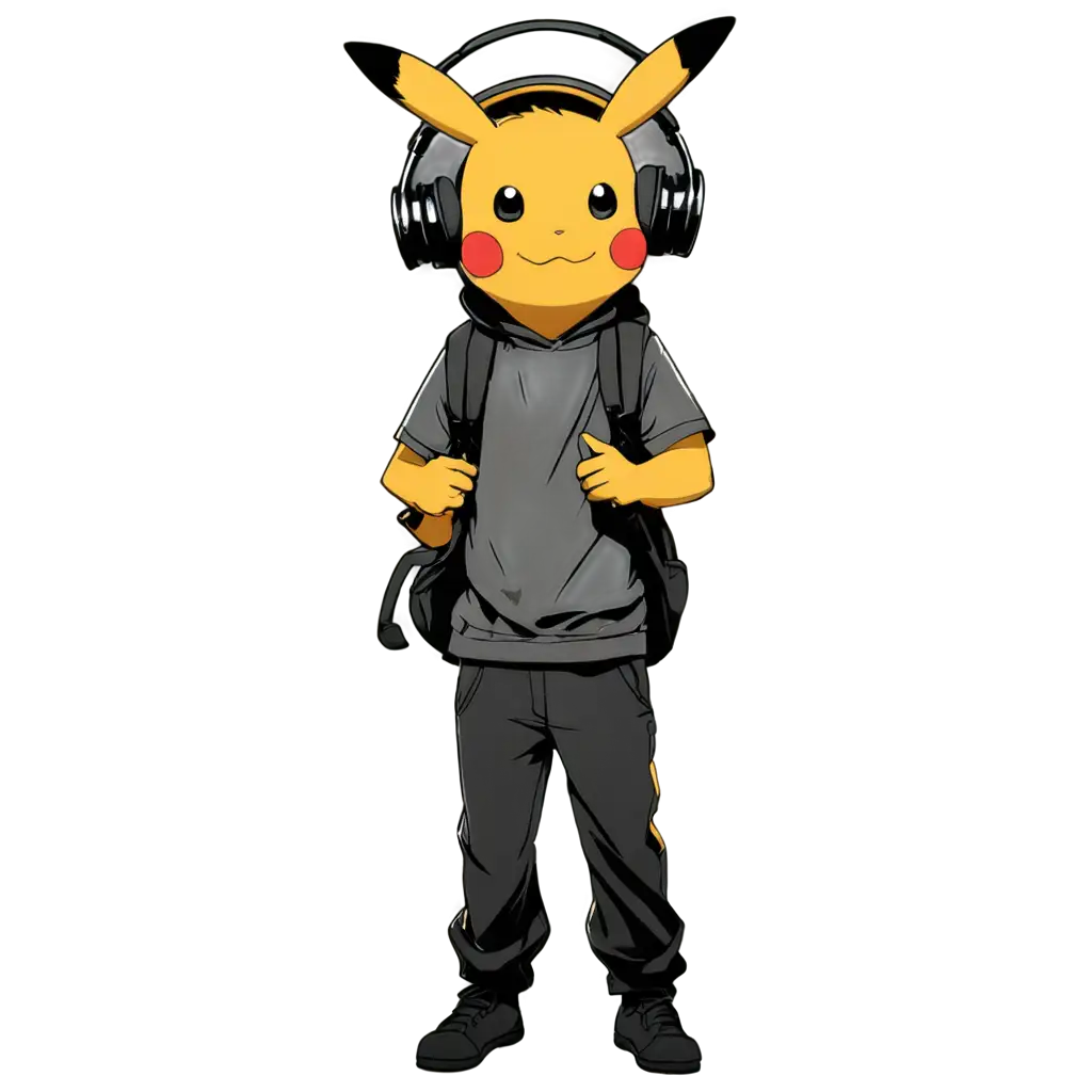 PNG-Image-of-Pikachu-Silhouette-with-Smiling-Face-and-Stylish-Headphones