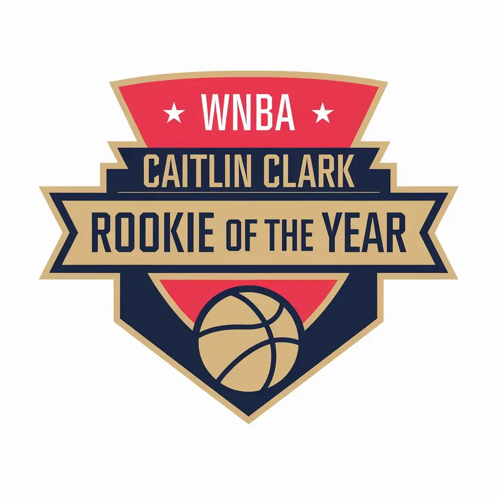 WNBA Insignia with Caitlin Clark Rookie of the Year Text on White Background