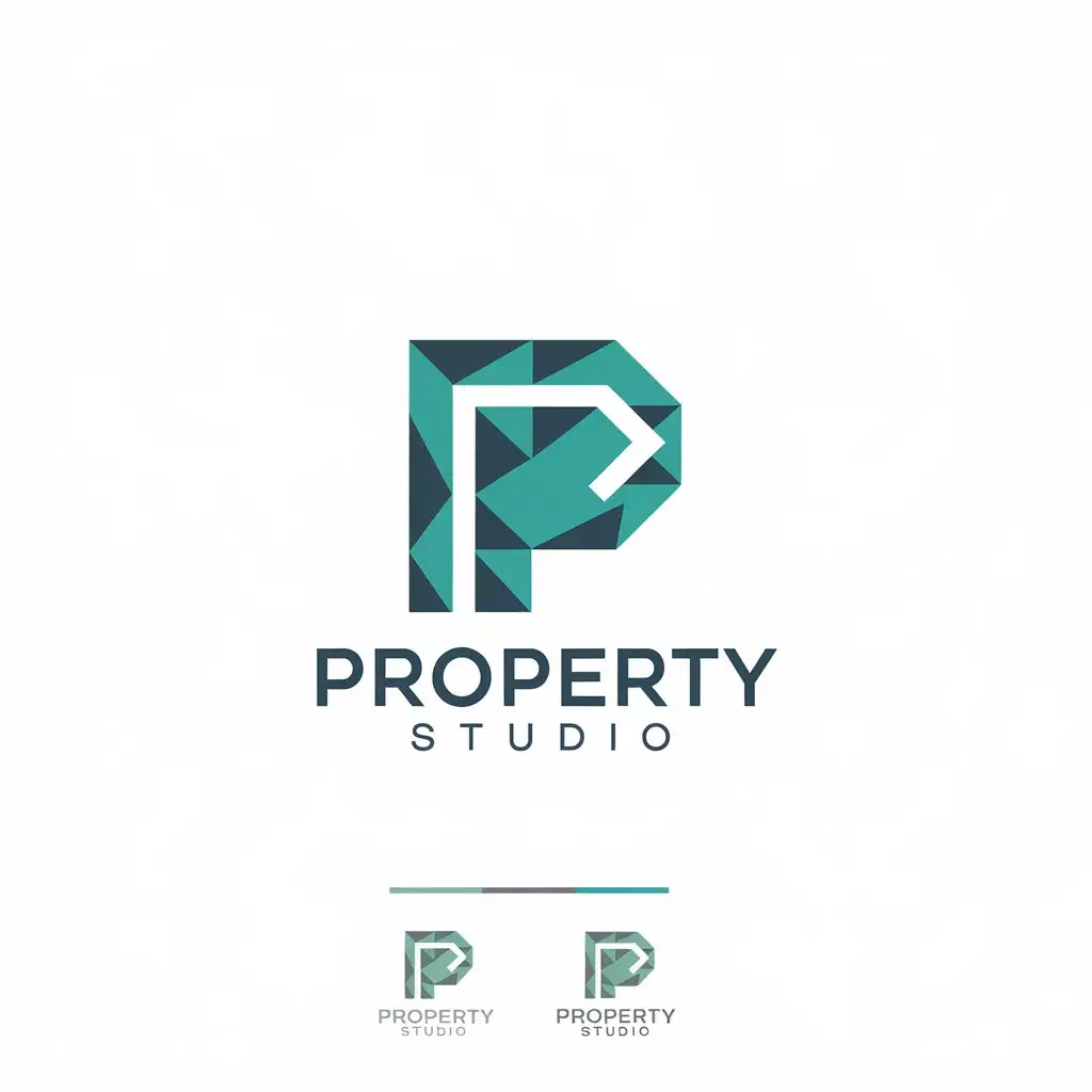 LOGO Design for Property Studio Modern Polygon P with Geometric Style and Color Variations