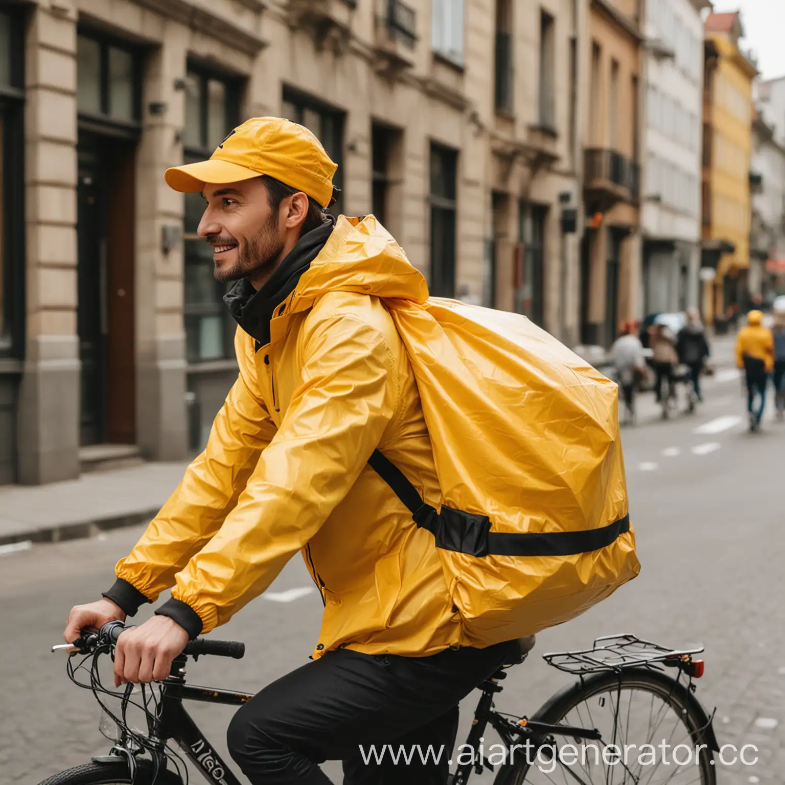 City-Food-Delivery-Bicycle-Thermocover-and-Yellow-Outfit