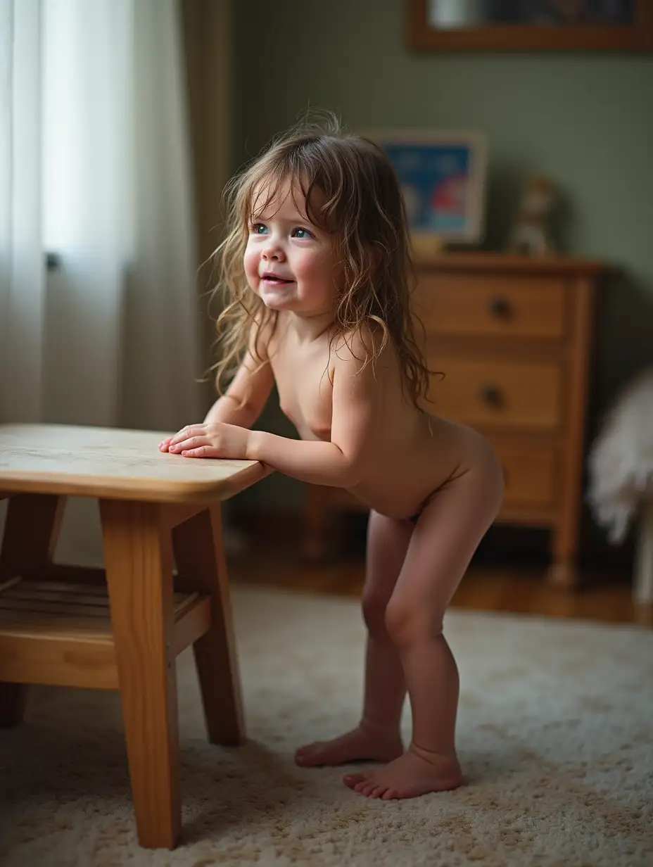 Skinny-Little-Girl-Crying-in-Playroom-with-Wet-Hair-and-Shiny-Skin