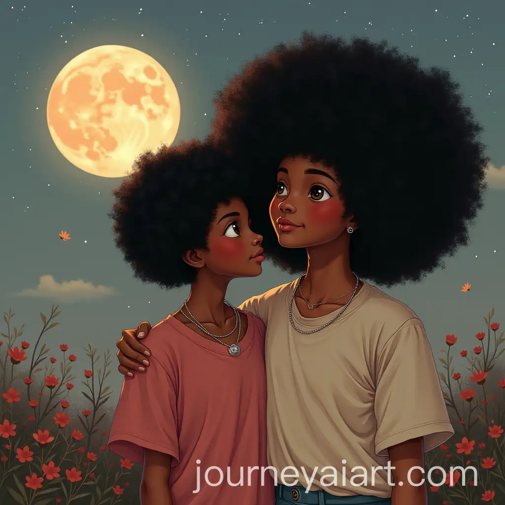 Afro-Girl-and-Asian-Person-Under-the-Sweet-Glow-of-the-Moon