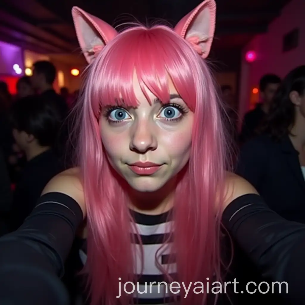 Emo-Girl-Dressed-as-a-Cat-at-a-Halloween-Party-in-Grainy-2009-Selfie