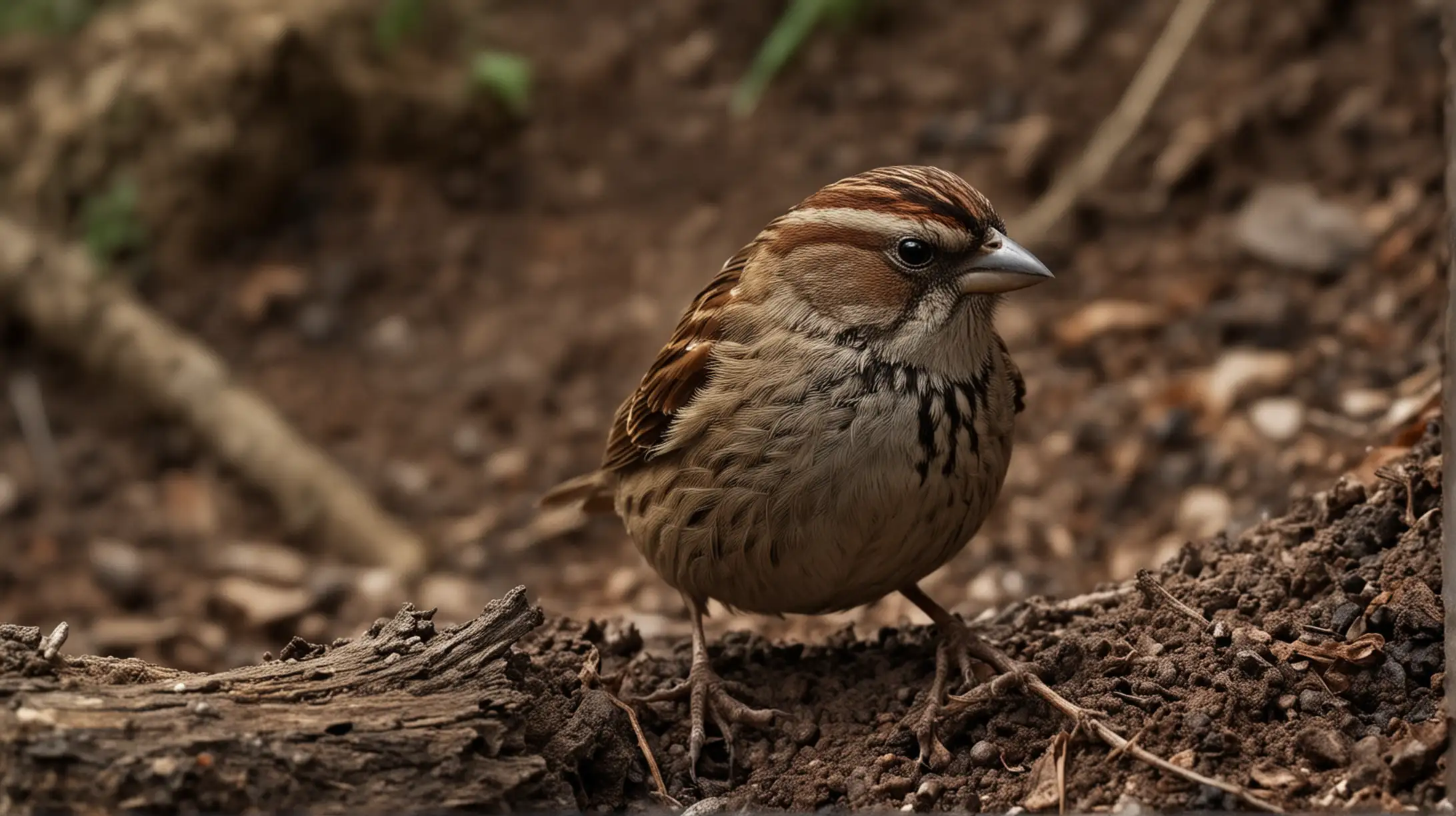 Injured Sparrow Alone in Deep Ravine