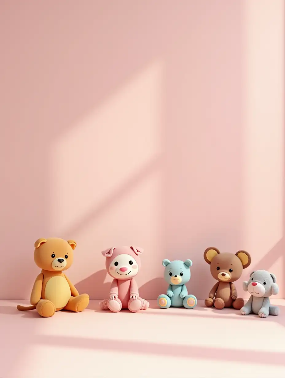 nursery room with more toys on the floor. the wall is empty in pink theme