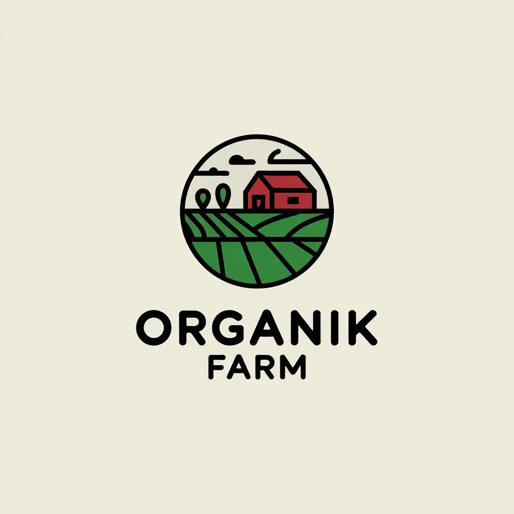 LOGO Design for Organik Farm Fresh Green Earthy Brown with Vector Nature Elements