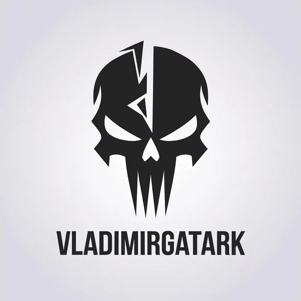 LOGO Design for VLADIMIRGATARK Creepy Split Skull with Minimalist Style