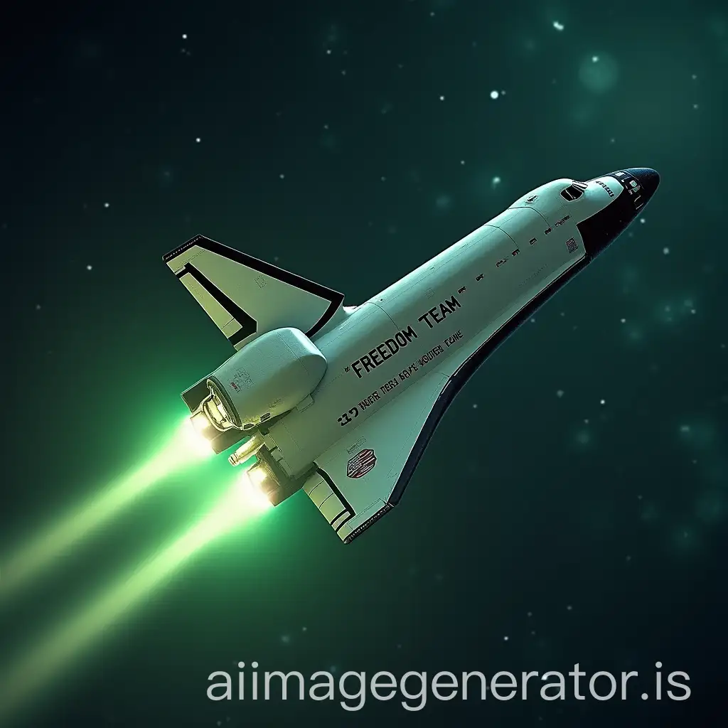 Spaceshuttle-FREEDOM-TEAM-Soaring-Through-Green-Candlestick-Rays