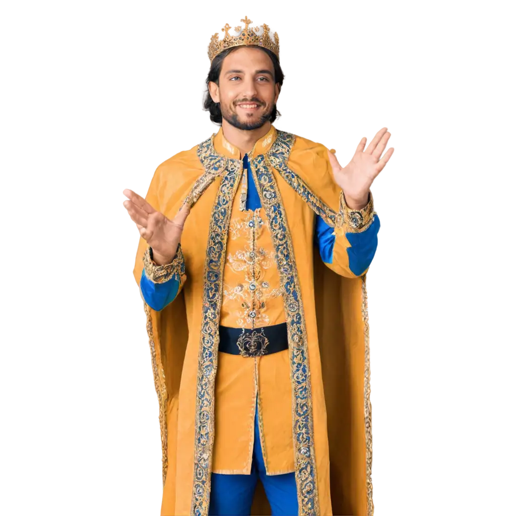 Regal-PNG-Image-of-a-King-in-Yellow-Blue-Green-and-White-Attire-AI-Art-Prompt