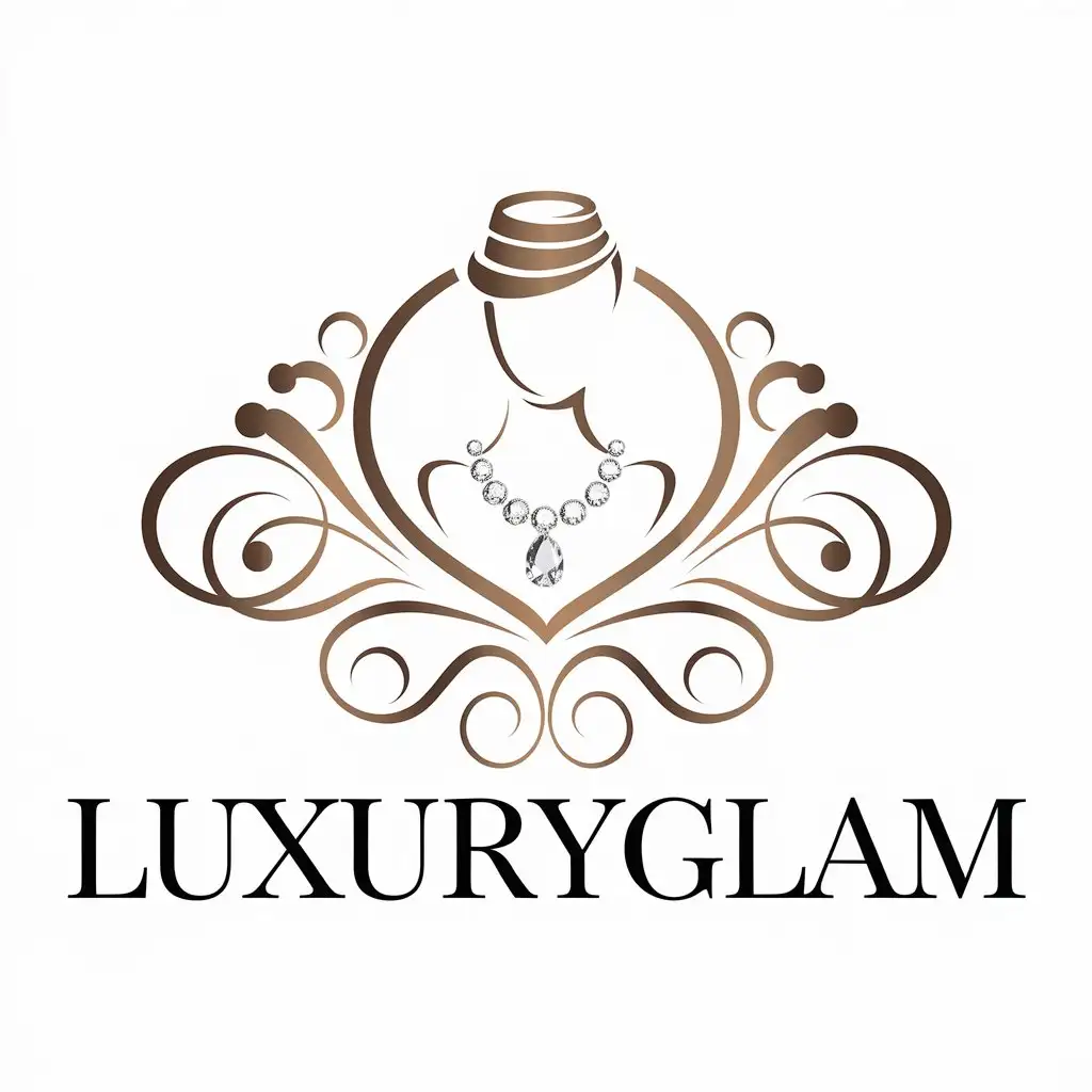 a vector logo design,with the text "LuxuryGlam", main symbol:Fashion,Moderate,be used in Cosmetics, beauty industry,clear background