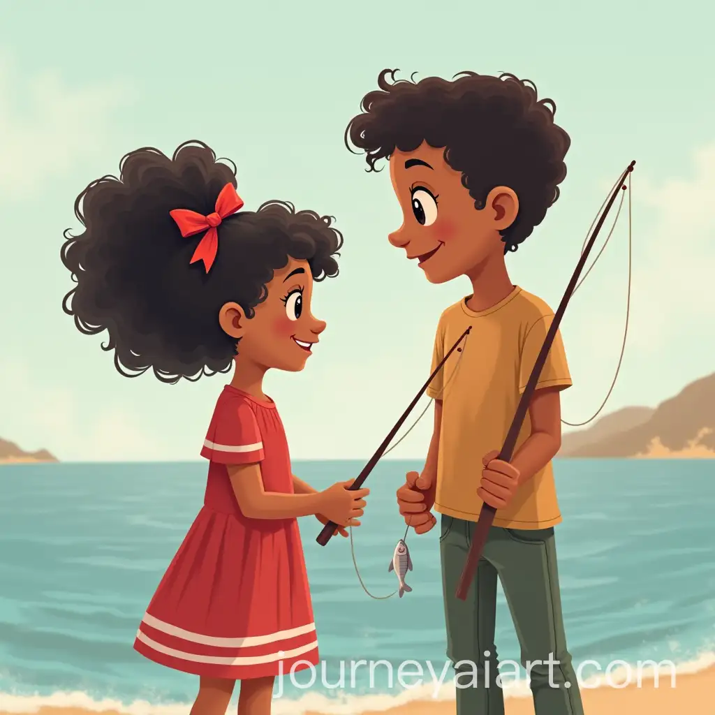Father-and-Daughter-Fishing-Together-by-the-Shore