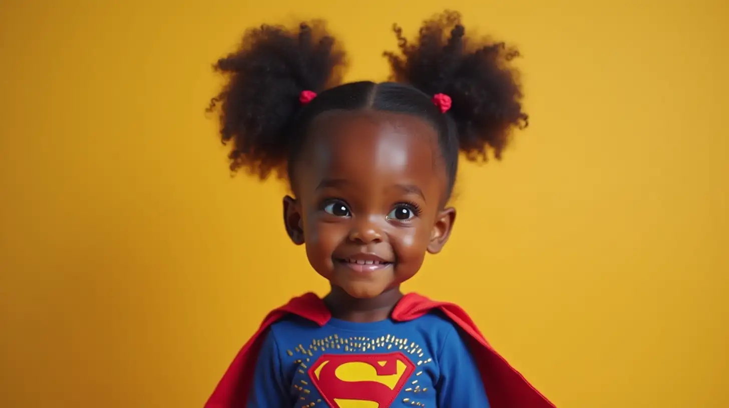 African American Child in Colorful Superhero Costume