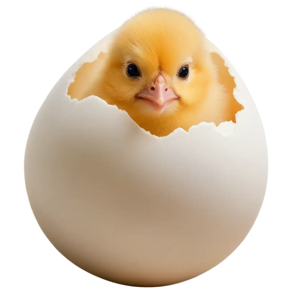 Young-Yellow-Chick-Peeking-Out-of-White-Egg-PNG-Image-for-Clarity-and-Quality