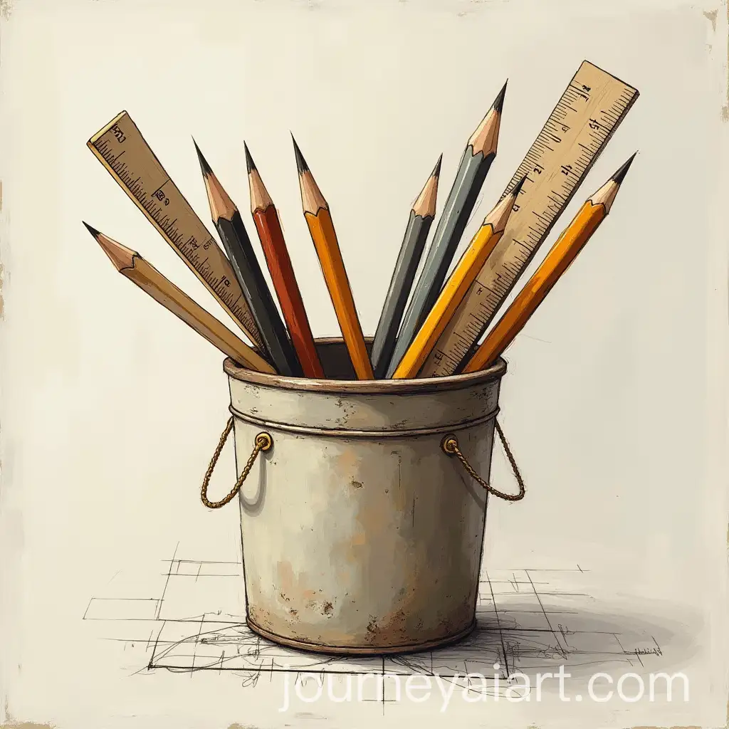 Architectural-Sketching-Tools-in-a-Pot-with-Pencils-and-Rulers